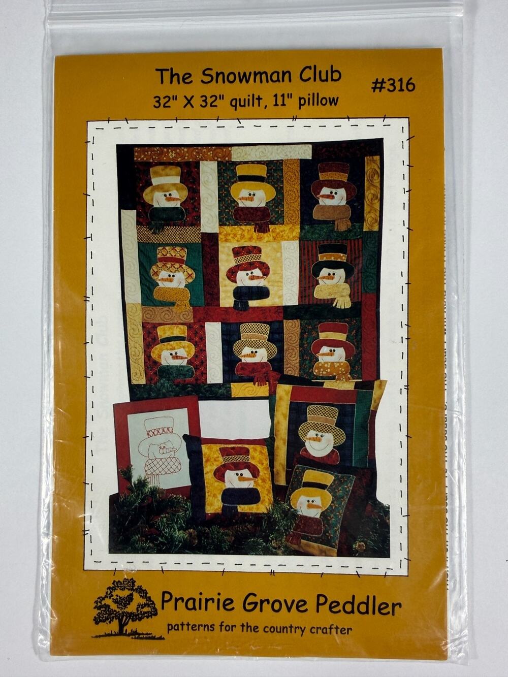 The Snowman Club Quilt and Pillow Pattern from Prairie Grove Peddler